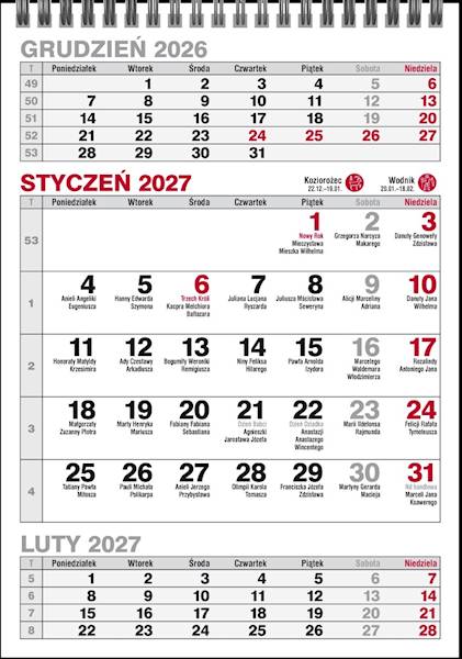 Kalendarz 2027 PK Biurkowy A5 Trójdzielny MIX 
