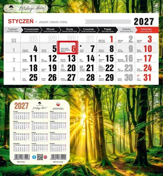 Kalendarz 2027 PK Biurkowy Miesięczny Las