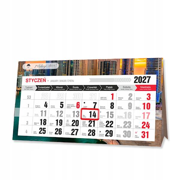 Kalendarz 2027 PK Biurkowy Miesięczny City
