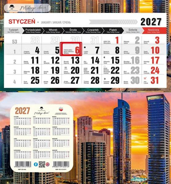 Kalendarz 2027 PK Biurkowy Miesięczny City
