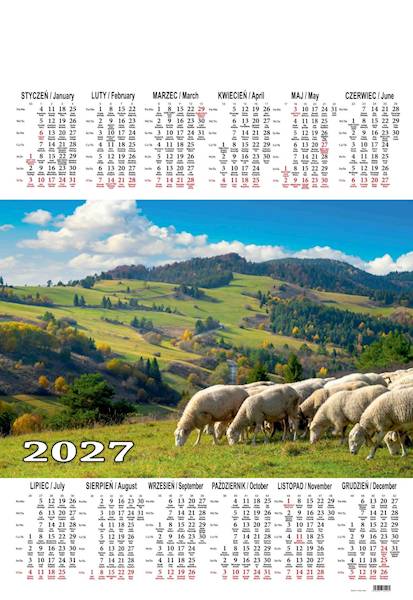 Kalendarz 2027 Beskidy Jednoplansz A1 Pieniny