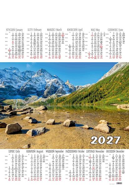 Kalendarz 2027 Beskidy Jednoplansz A1 Morskie Oko