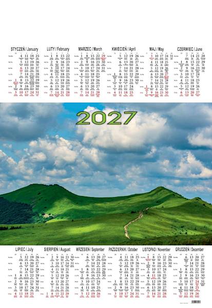 Kalendarz 2027 Beskidy Jednoplansz A1 Bieszczady
