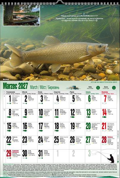 Kalendarz 2027 PK Ścienny A3 P13 Wędkarski