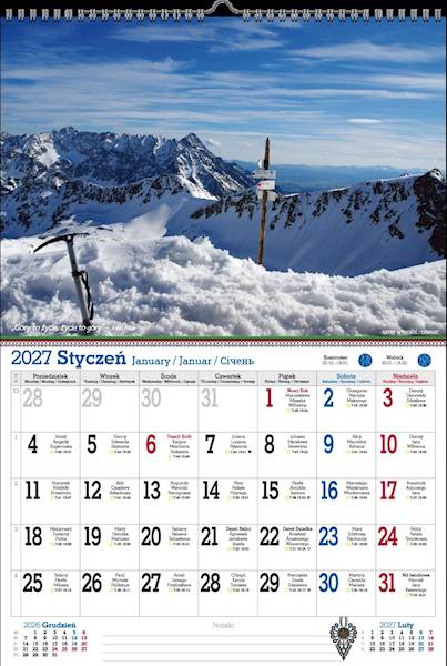 Kalendarz 2027 PK Ścienny A3 P13 Tatry, że hej!
