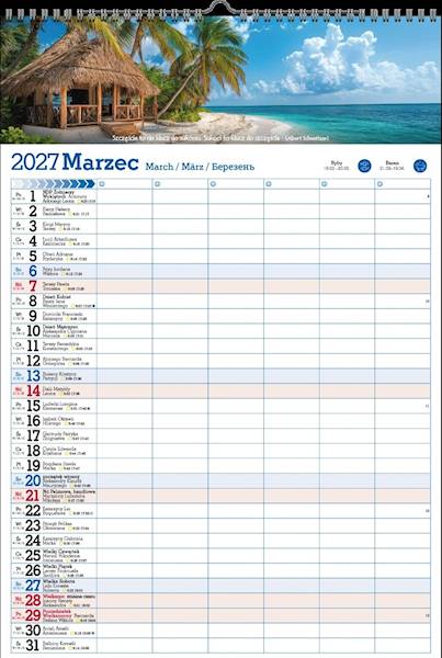 Kalendarz 2027 PK Ścienny A3 P13 Organizer