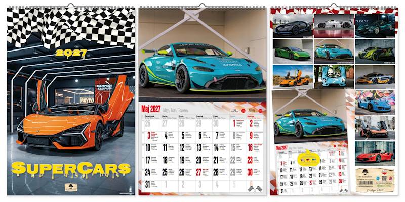 Kalendarz 2027 PK Ścienny A3 P7 Super cars