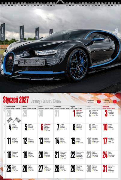 Kalendarz 2027 PK Ścienny A3 P7 Super cars