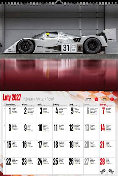 Kalendarz 2027 PK Ścienny A3 P7 Super cars