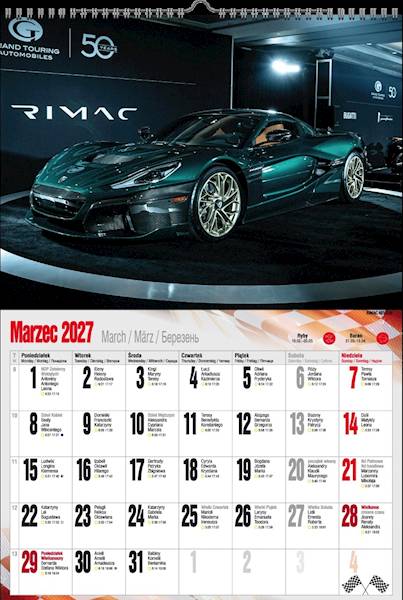 Kalendarz 2027 PK Ścienny A3 P7 Super cars