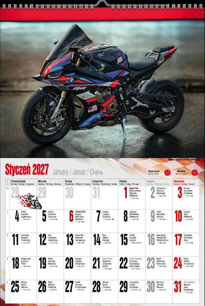 Kalendarz 2027 PK Ścienny A3 P7 Motocykle