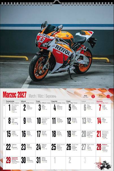 Kalendarz 2027 PK Ścienny A3 P7 Motocykle