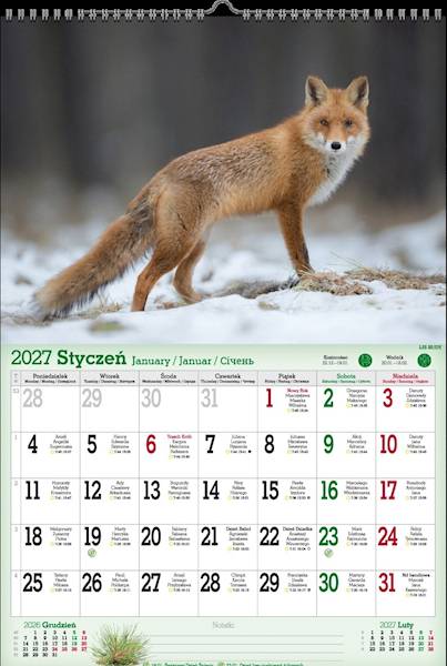 Kalendarz 2027 PK Ścienny A3 P7 Mieszkańcy puszczy