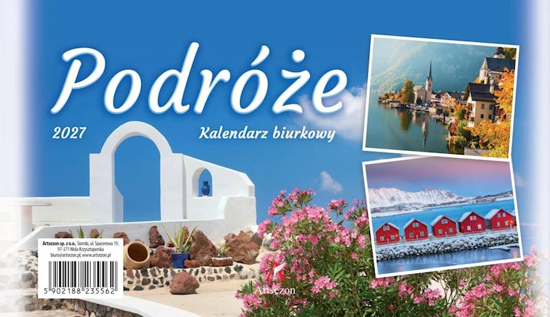 Kalendarz 2027 Artsezon biurkowy 19,5x11 Podróże