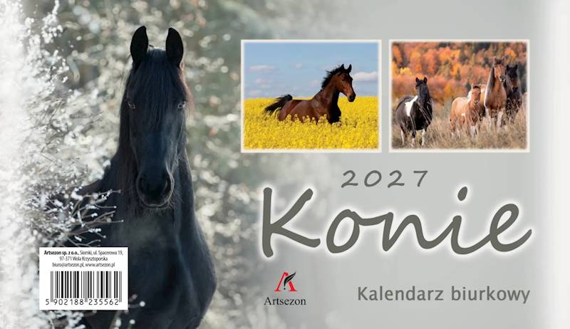 Kalendarz 2027 Artsezon biurkowy 19,5x11 Konie