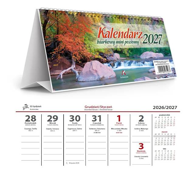 Kalendarz 2027 Artsezon biurkowy 19x9 mini poziom