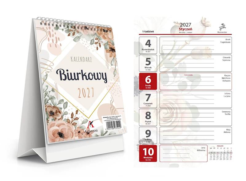 Kalendarz 2027 Artsezon biurkowy 17x12 pionowy