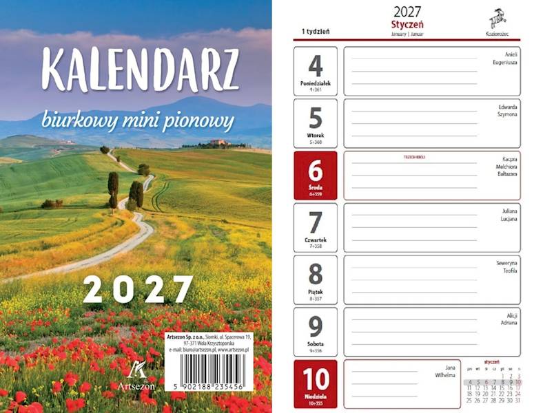 Kalendarz 2027 Artsezon biurkowy 14x9 mini Ścieżka