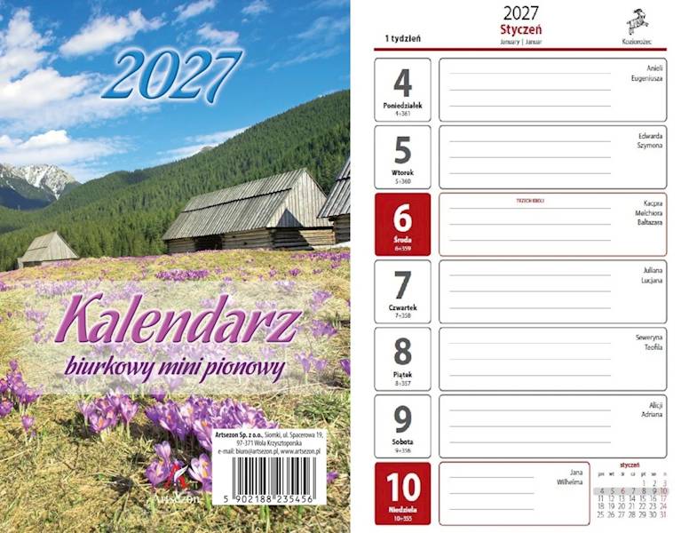 Kalendarz 2027 Artsezon biurkowy 14x9 mini Góry