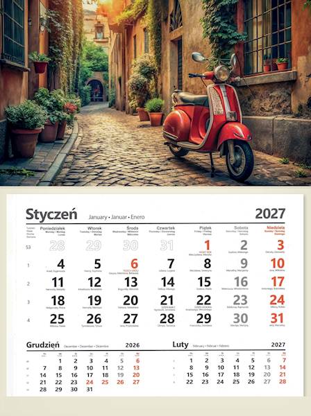 Kalendarz 2027 Avanti Jednodzielny ECO Uliczka Mot