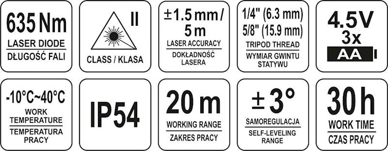 LASER PIĘCIOPUNKTOWY SAMOPOZIOMUJĄCY+SPODARKA YATO