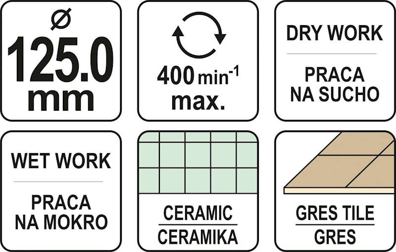 WIERTŁO DO GRESU 125MM YATO /NA SUCHO LUB MOKRO/ 