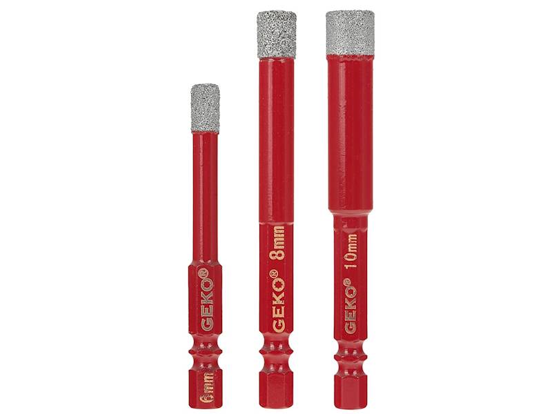 WIERTŁO DIAMENTOWE DO GRESU HEX ZESTAW 6-10MM GEKO