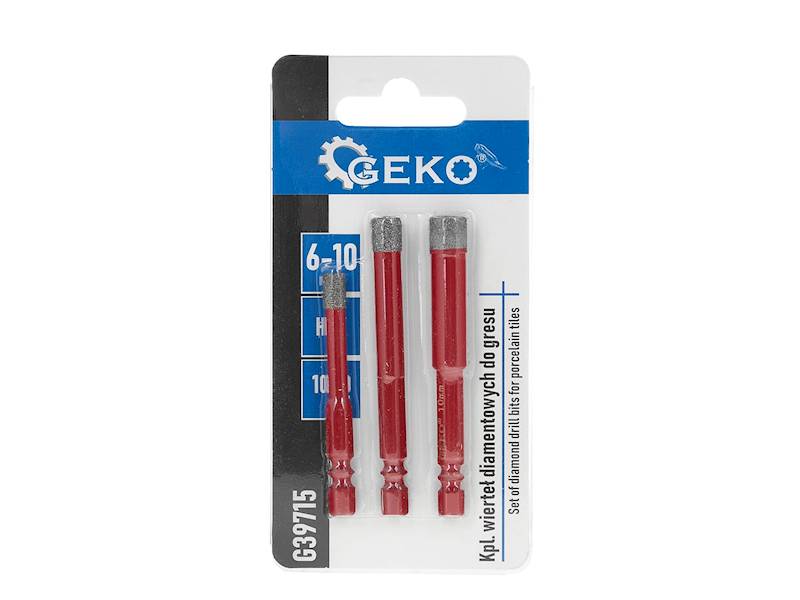 WIERTŁO DIAMENTOWE DO GRESU HEX ZESTAW 6-10MM GEKO