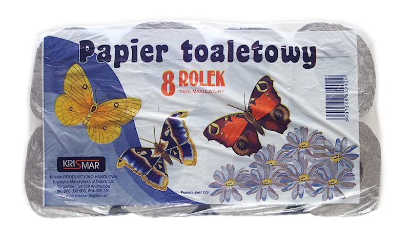 PAPIER TOALETOWY SZARY 8X8 ROLEK