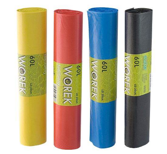 WORKI NA ŚMIECI LDPE 60L/20 NIEBIESKIE