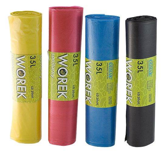 WORKI NA ŚMIECI LDPE 35L/20 CZERWONE