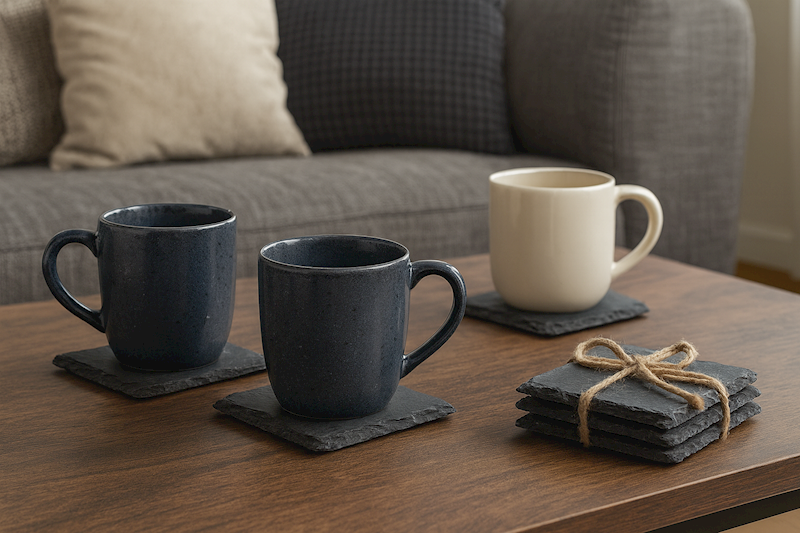 Podstawka kamienna pod kubek, 10x10cm, 4 sztuki