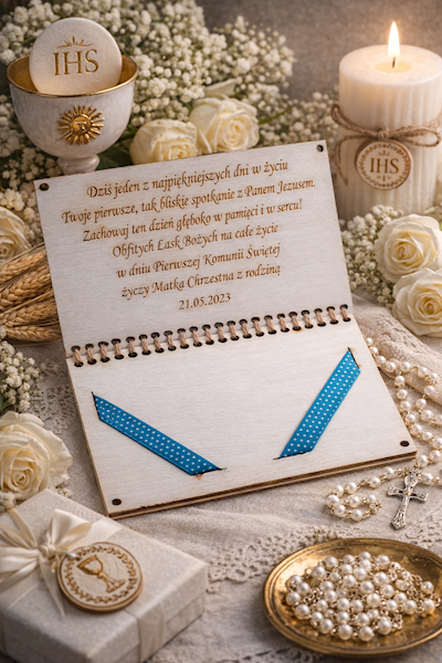 Koperta grawerowana na pieniądze z życzeniami Komunia Święta