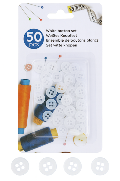 Guziki białe 50 sztuk