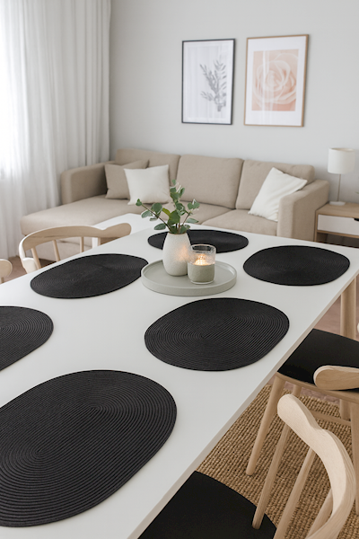 Mata stołowa Bruni CZARNA OWALNA