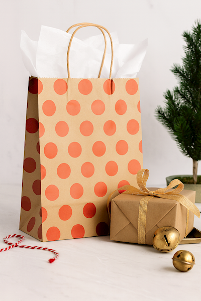 Torebka na prezenty L w kropki 33x25