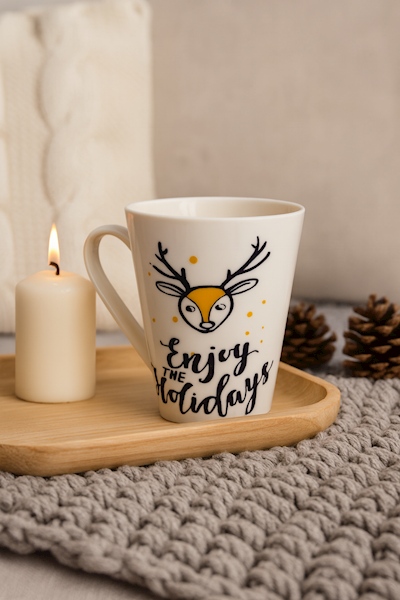 Kubek 300 ml biały ze wzorem