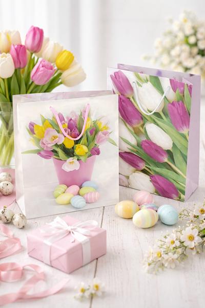 Torebka na prezenty wielkanocna 18x23cm