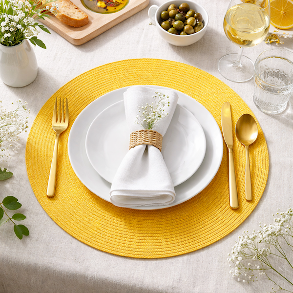 Mata stołowa Bruni ŻÓŁTA OKRĄGŁA