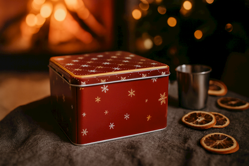 Puszka świąteczna 12x12 cm, 3 kolory