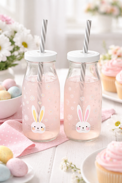 Butelka ze słomką w zające 250ml