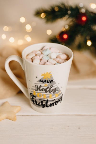 Kubek 300 ml biały ze wzorem