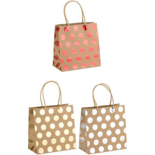 Torebka na prezenty L w kropki 33x25