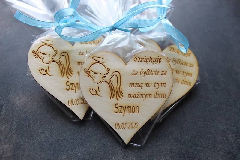 Serce z grawerem magnes na Komunię