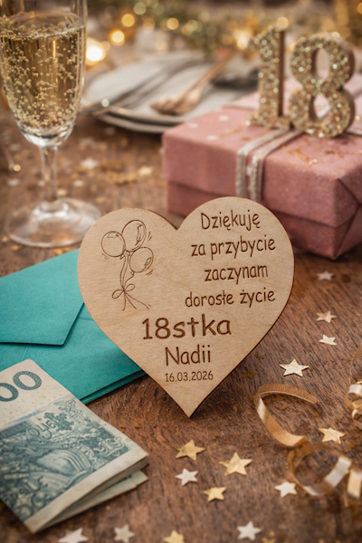 Serce z grawerem magnes na 18stkę, urodziny