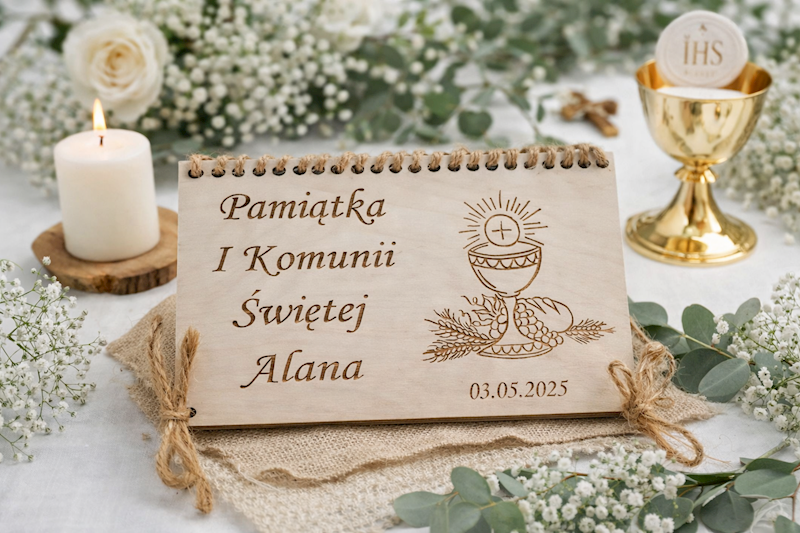 Koperta grawerowana na pieniądze z życzeniami Komunia Święta