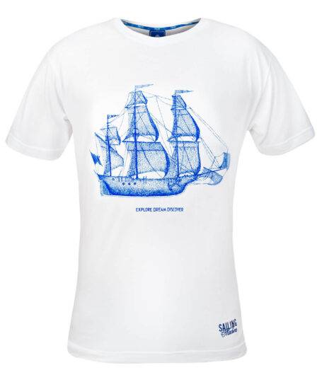 T-shirt Żaglowiec biały męski