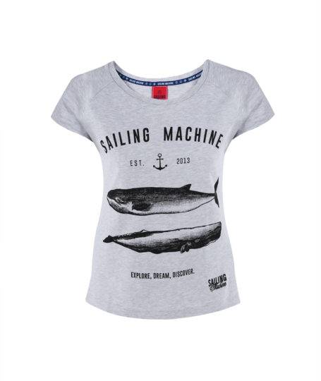 T-shirt Wieloryby Szary damski