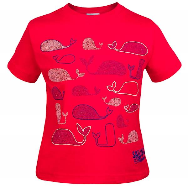 T-shirt Żeglarski ,,Wieloryby'' Czerwony