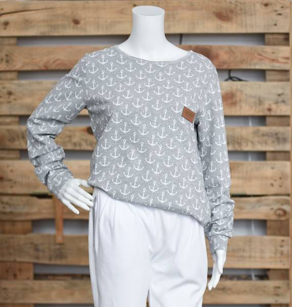 Bluza Kotwiczki Patern Szara damska